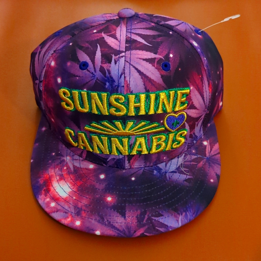 Sunshine Cannabis Snapback Hat - Purple Galactic Pot Leaf